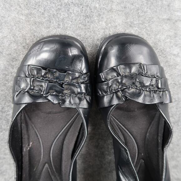 Casual Shoes Womens 8.5 Ballet Flat Slip On Loafer Ruffle Toe Black Casual Retro - Picture 7 of 11